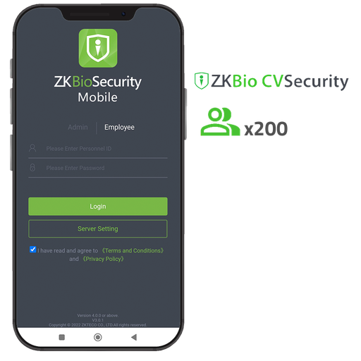 [ZK-SOF-BIOCV-MBAPP-200EMP] Licença da aplicação CVSecurity da ZKBio
