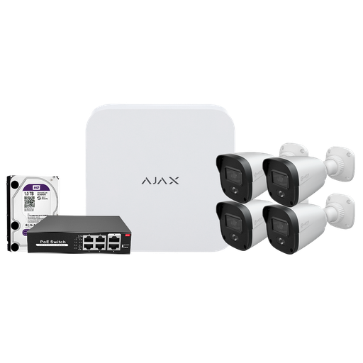 [AJ-NVRKIT108B-4] Kit de videovigilância Ajax